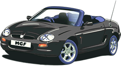 An illustration of a black MGF on a clear background